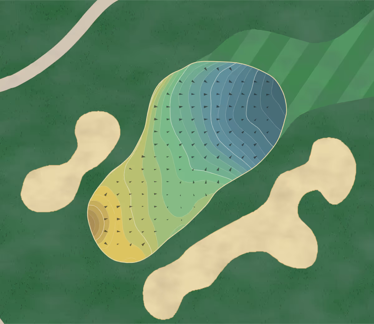 Green contour map of University Ridge in Verona, Wisconsin — 340 elevation contours at a 3-inch interval with fall-line arrows, traced from 1-meter lidar