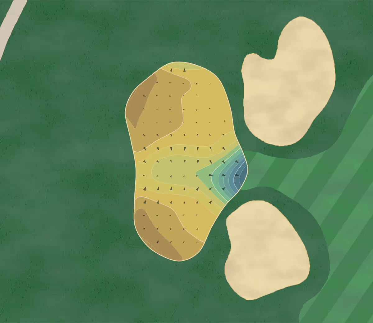 Green contour map of Ute Creek in Longmont, Colorado — 180 elevation contours at a 3-inch interval with fall-line arrows, traced from 1-meter lidar