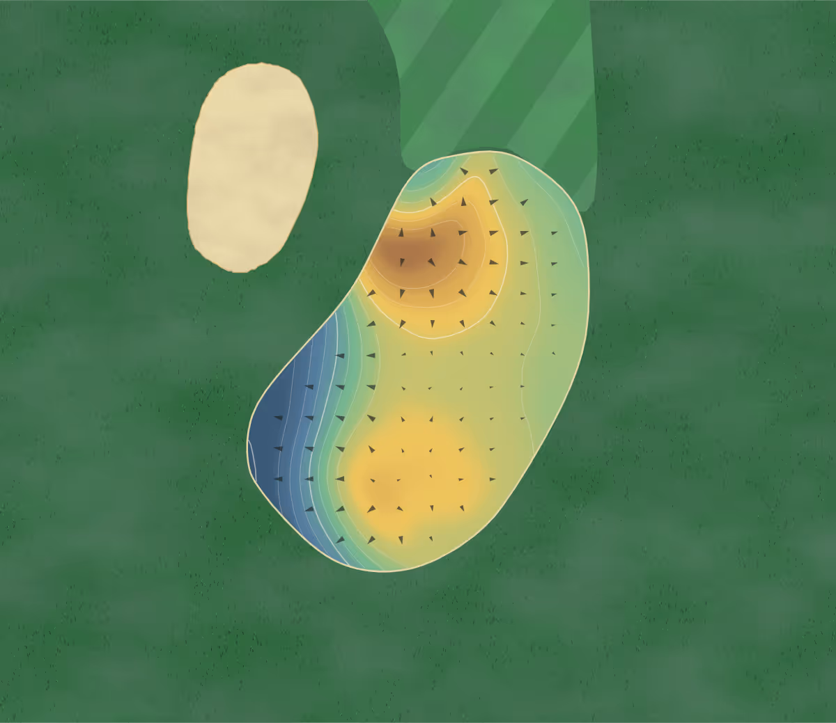 Green contour map of Utica Golf Club in Oshkosh, Wisconsin: 225 elevation contours at a 3-inch interval with fall-line arrows, traced from 1-meter lidar