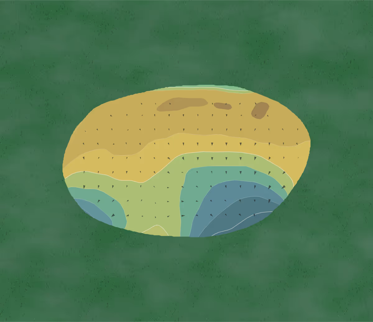 Green contour map of The Valley at Eastport in Little River, South Carolina — 7 elevation contours at a 3-inch interval with fall-line arrows, traced from 1-meter lidar