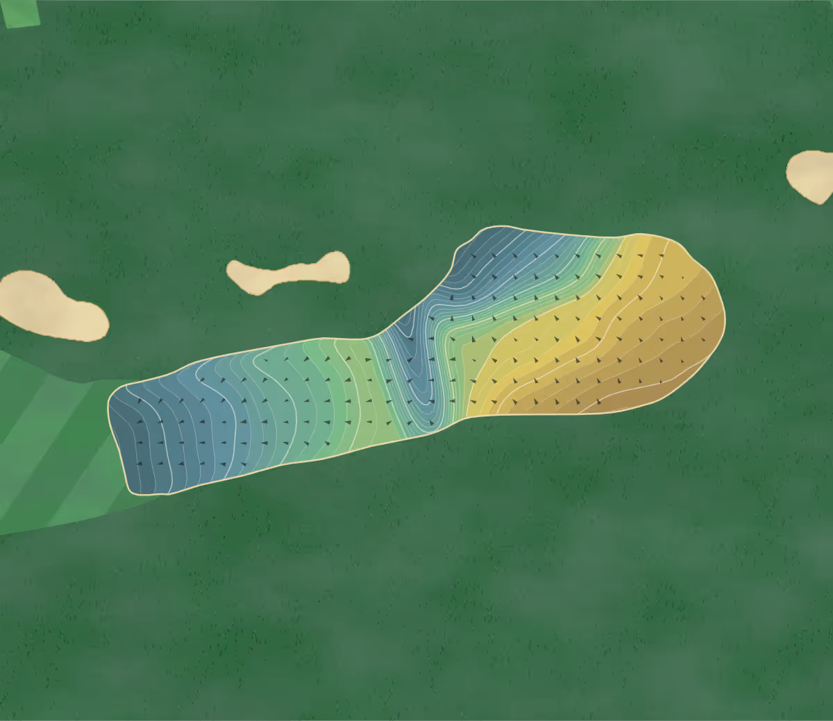 Green contour map of Valley Country Club in Sugarloaf, Pennsylvania — 319 elevation contours at a 3-inch interval with fall-line arrows, traced from 1-meter lidar