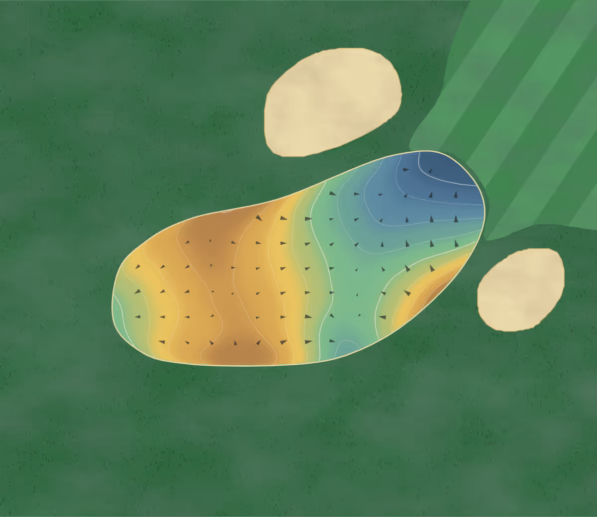 Green contour map of Valley Links in Paoli, Indiana: 107 elevation contours at a 3-inch interval with fall-line arrows, traced from 1-meter lidar