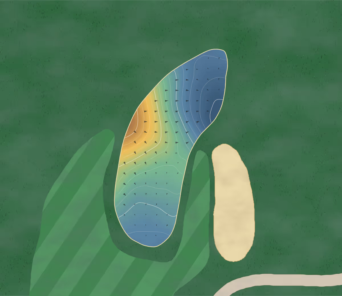 Green contour map of Valley View in Floyds Knobs, Indiana — 143 elevation contours at a 3-inch interval with fall-line arrows, traced from 1-meter lidar