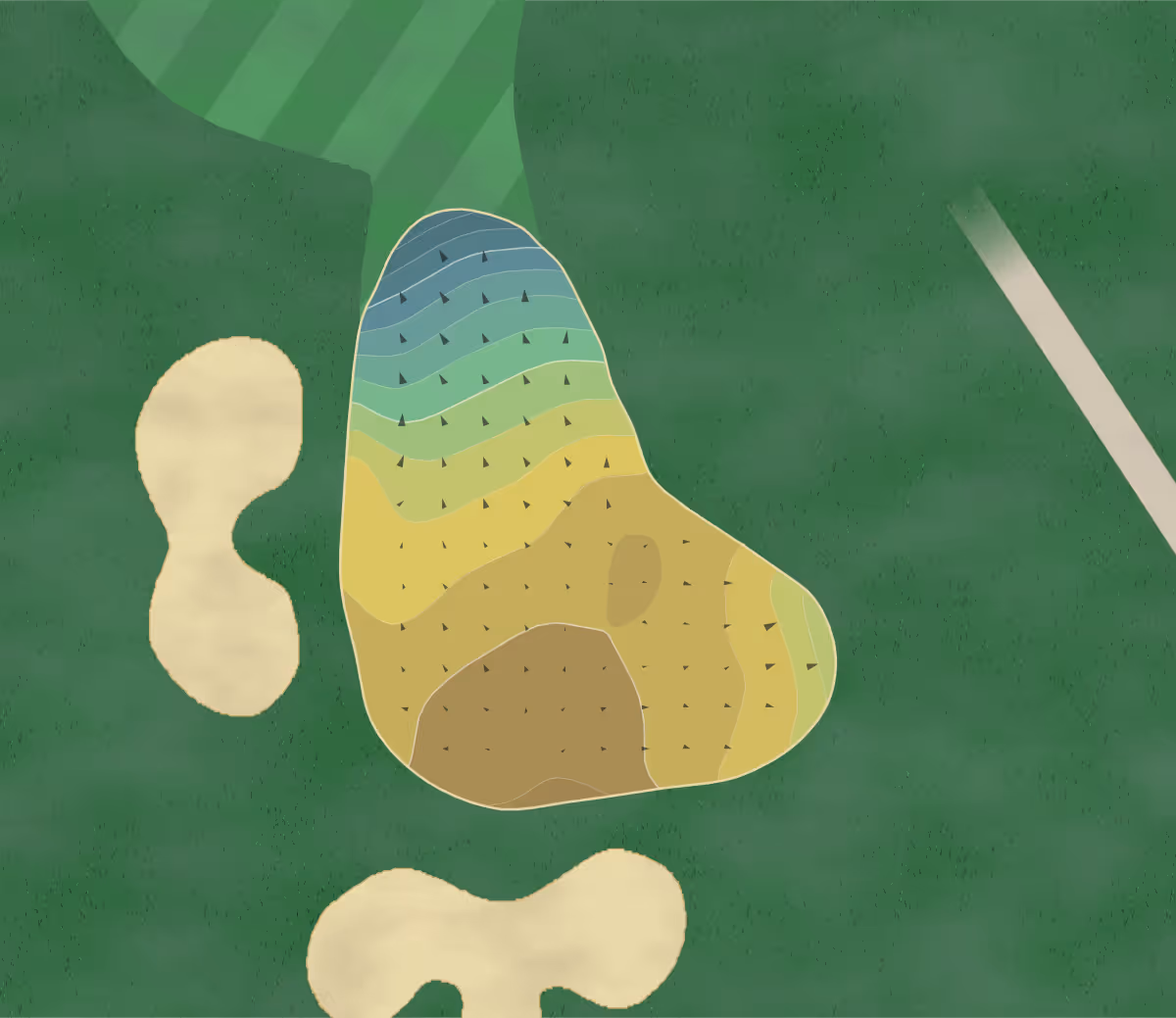 Green contour map of Valley View in Bozeman, Montana — 178 elevation contours at a 3-inch interval with fall-line arrows, traced from 1-meter lidar
