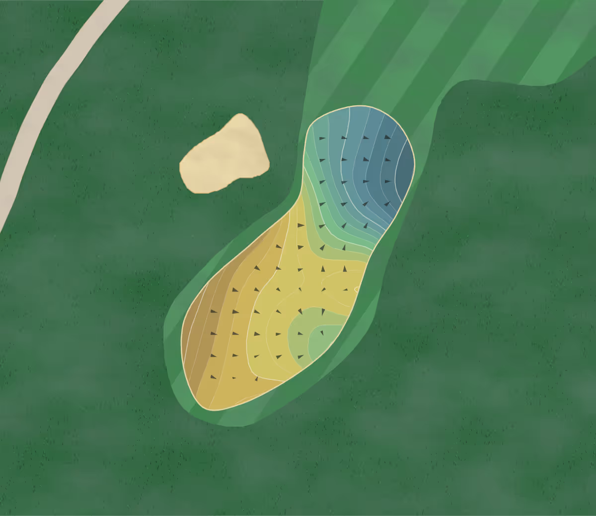 Green contour map of Valley View in Utica, New York — 277 elevation contours at a 3-inch interval with fall-line arrows, traced from 1-meter lidar