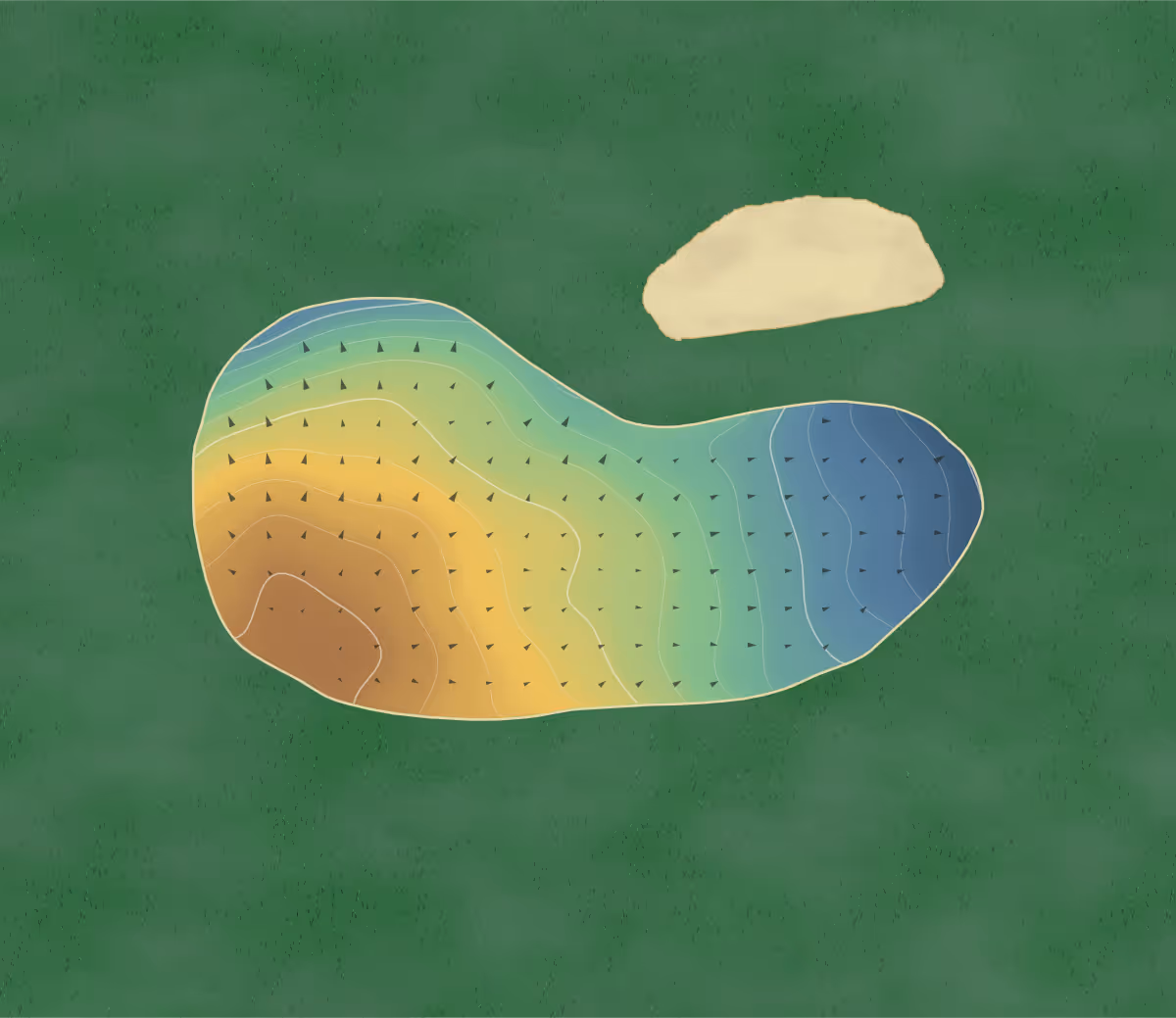 Green contour map of Valleywood Golf in Apple Valley, Minnesota — 171 elevation contours at a 3-inch interval with fall-line arrows, traced from 1-meter lidar