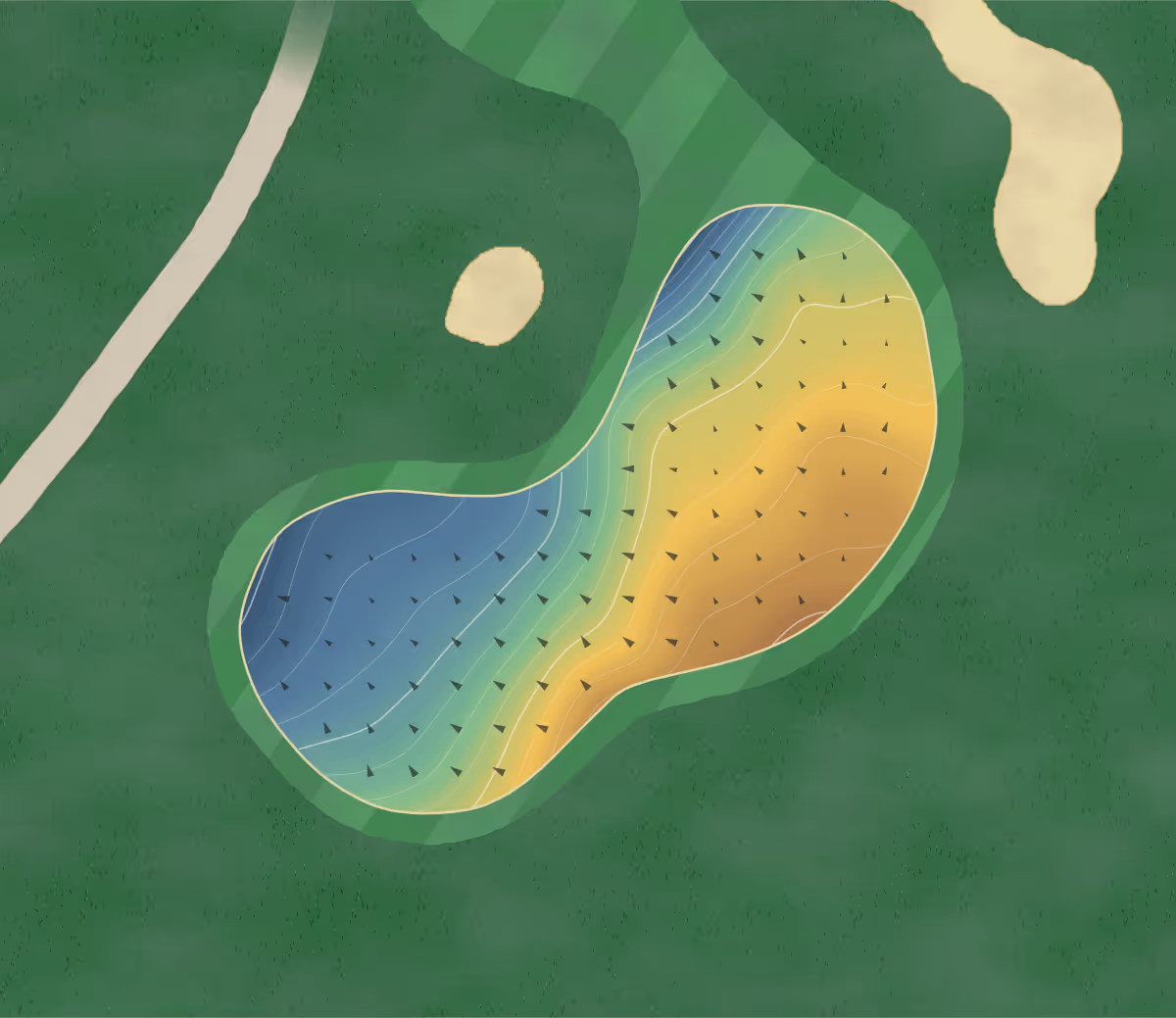 Green contour map of Valparaiso Cc in Valparaiso, Indiana — 147 elevation contours at a 3-inch interval with fall-line arrows, traced from 1-meter lidar