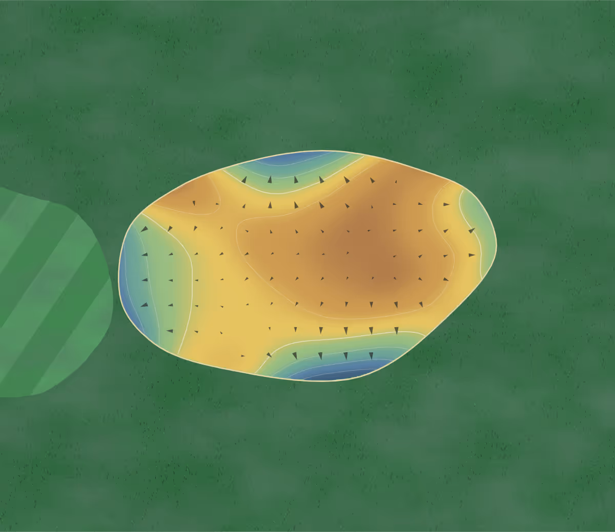Green contour map of Van Buren Recreation in Keosauqua, Iowa — 85 elevation contours at a 3-inch interval with fall-line arrows, traced from 1-meter lidar