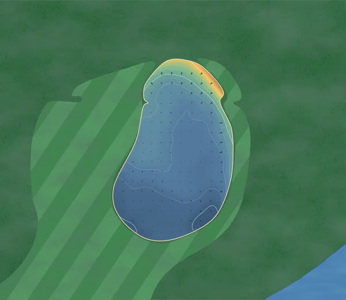 Green contour map of Vegreville in Vegreville, Canada: 93 elevation contours at a 8-centimeter interval with fall-line arrows, traced from 1-meter lidar