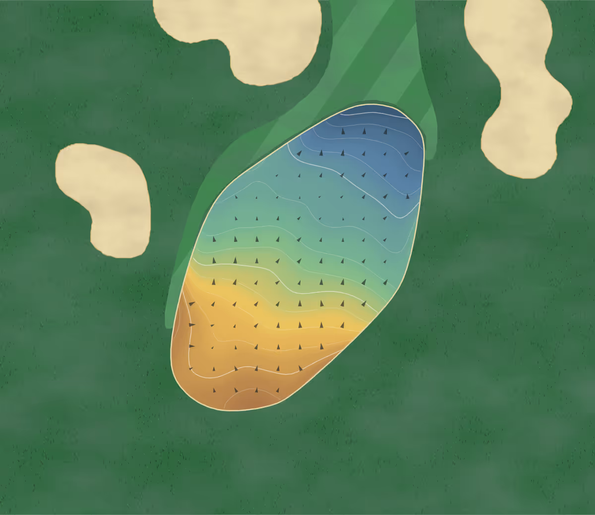 Green contour map of Vesper Hills in Tully, New York: 203 elevation contours at a 3-inch interval with fall-line arrows, traced from 1-meter lidar