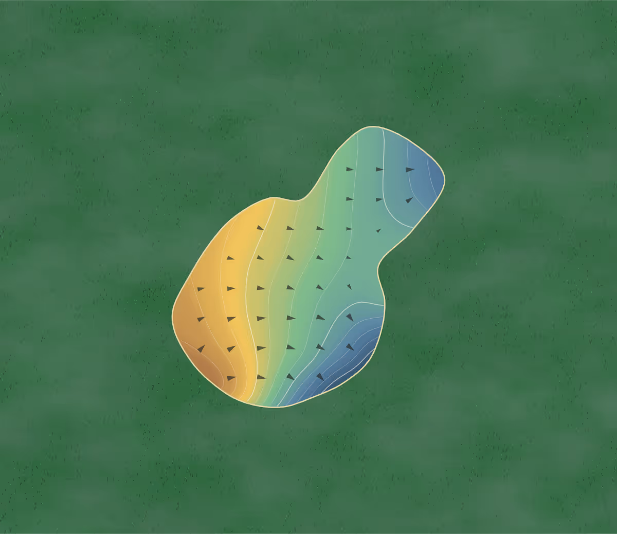 Green contour map of Victor Harbor in Victor Harbor, Australia — 60 elevation contours at a 8-centimeter interval with fall-line arrows, traced from 1-meter lidar