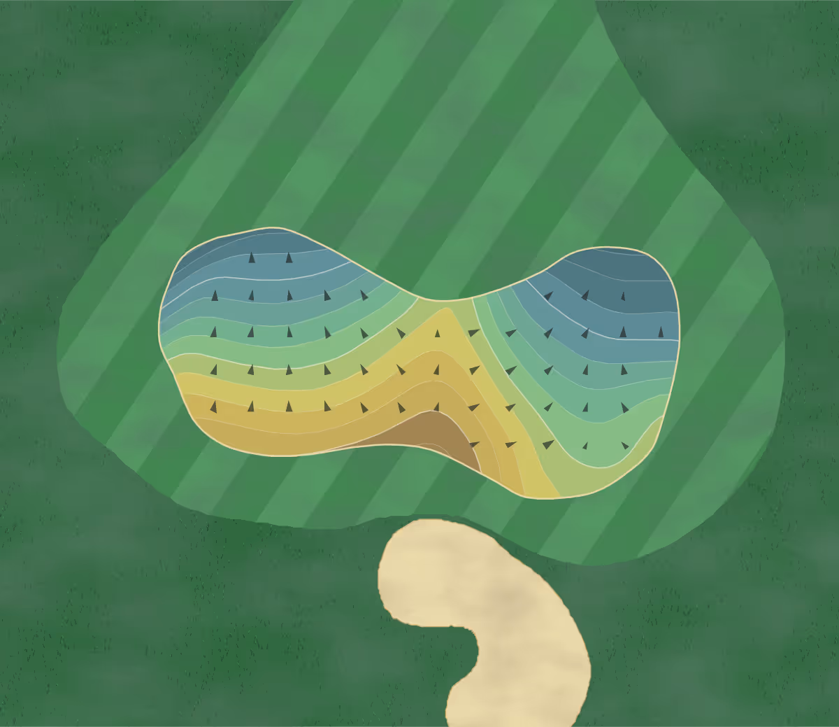 Green contour map of Viewpoint in Mesa, Arizona — 239 elevation contours at a 3-inch interval with fall-line arrows, traced from 1-meter lidar