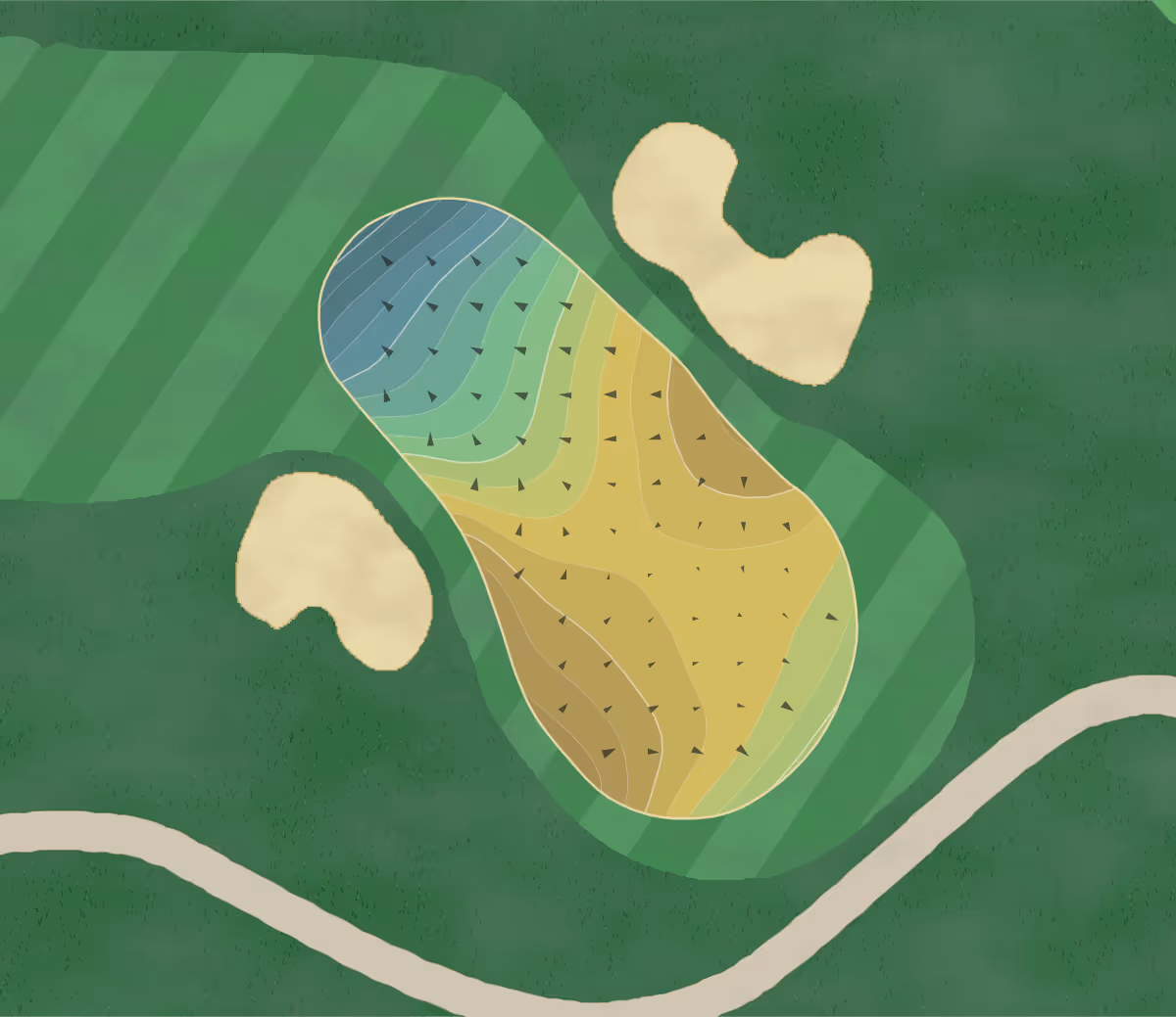 Green contour map of Visalia in Visalia, California — 163 elevation contours at a 3-inch interval with fall-line arrows, traced from 1-meter lidar