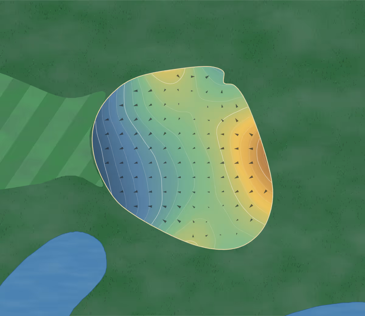 Green contour map of Vista in Nashport, Ohio: 169 elevation contours at a 3-inch interval with fall-line arrows, traced from 1-meter lidar