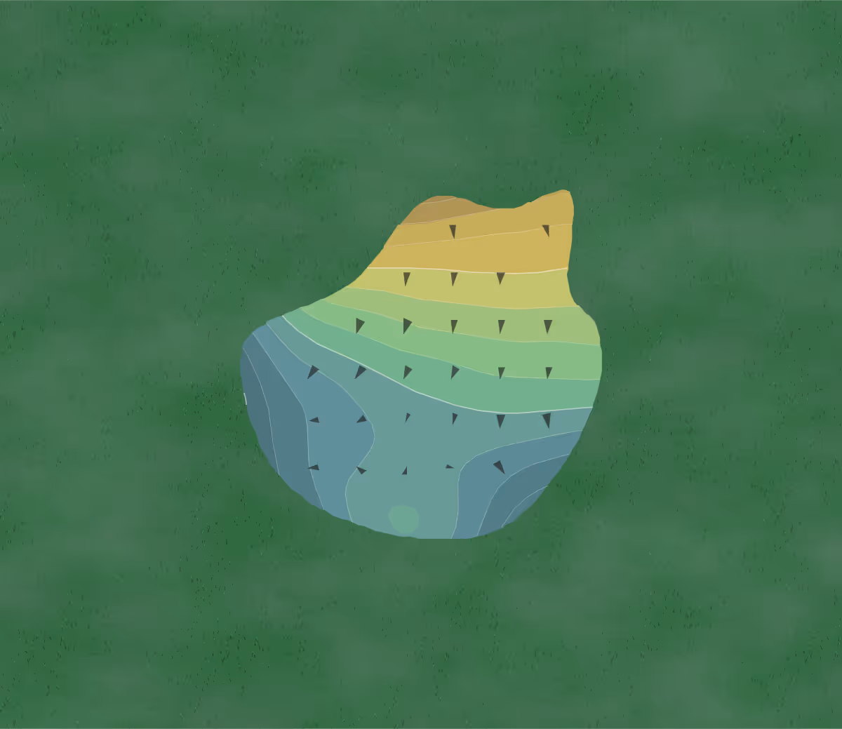 Green contour map of Vista Hills Country Club in El Paso, Texas — 49 elevation contours at a 3-inch interval with fall-line arrows, traced from 1-meter lidar