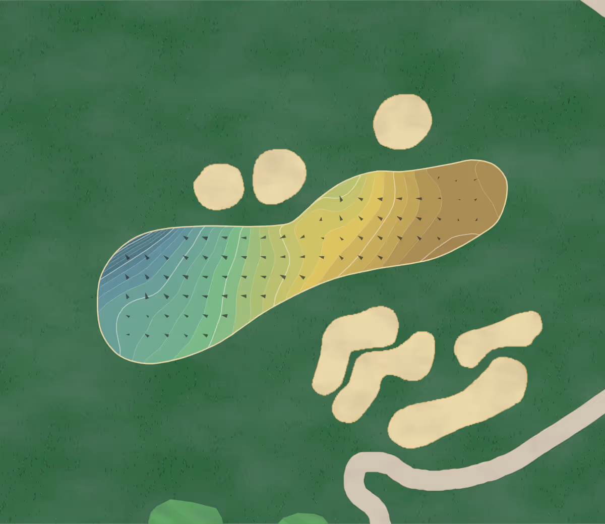 Green contour map of Wabeek in Bloomfield Hills, Michigan — 229 elevation contours at a 3-inch interval with fall-line arrows, traced from 1-meter lidar