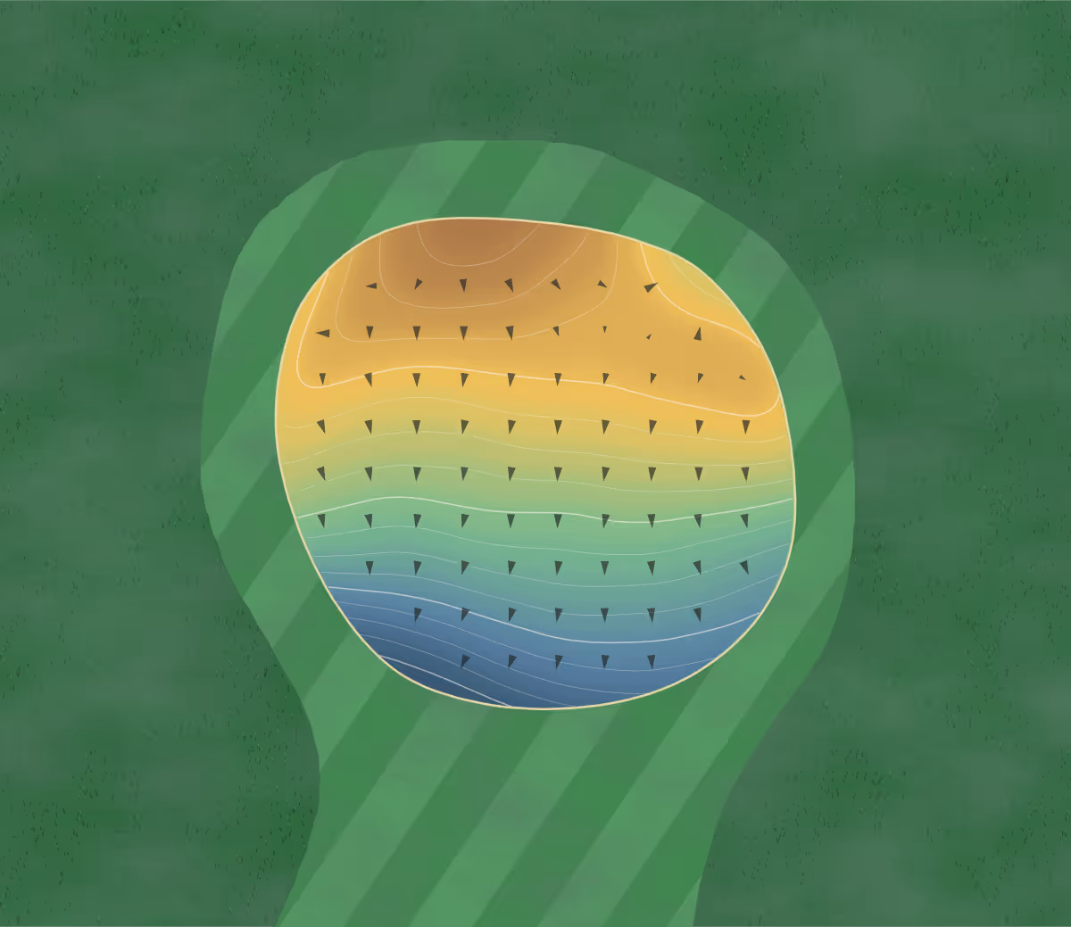 Green contour map of Wahkonsa in Durant, Iowa: 106 elevation contours at a 3-inch interval with fall-line arrows, traced from 1-meter lidar