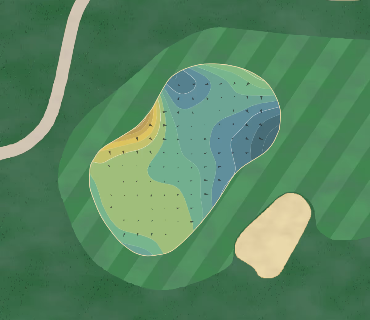 Green contour map of Walnut Creek in Westminster, Colorado — 200 elevation contours at a 3-inch interval with fall-line arrows, traced from 1-meter lidar