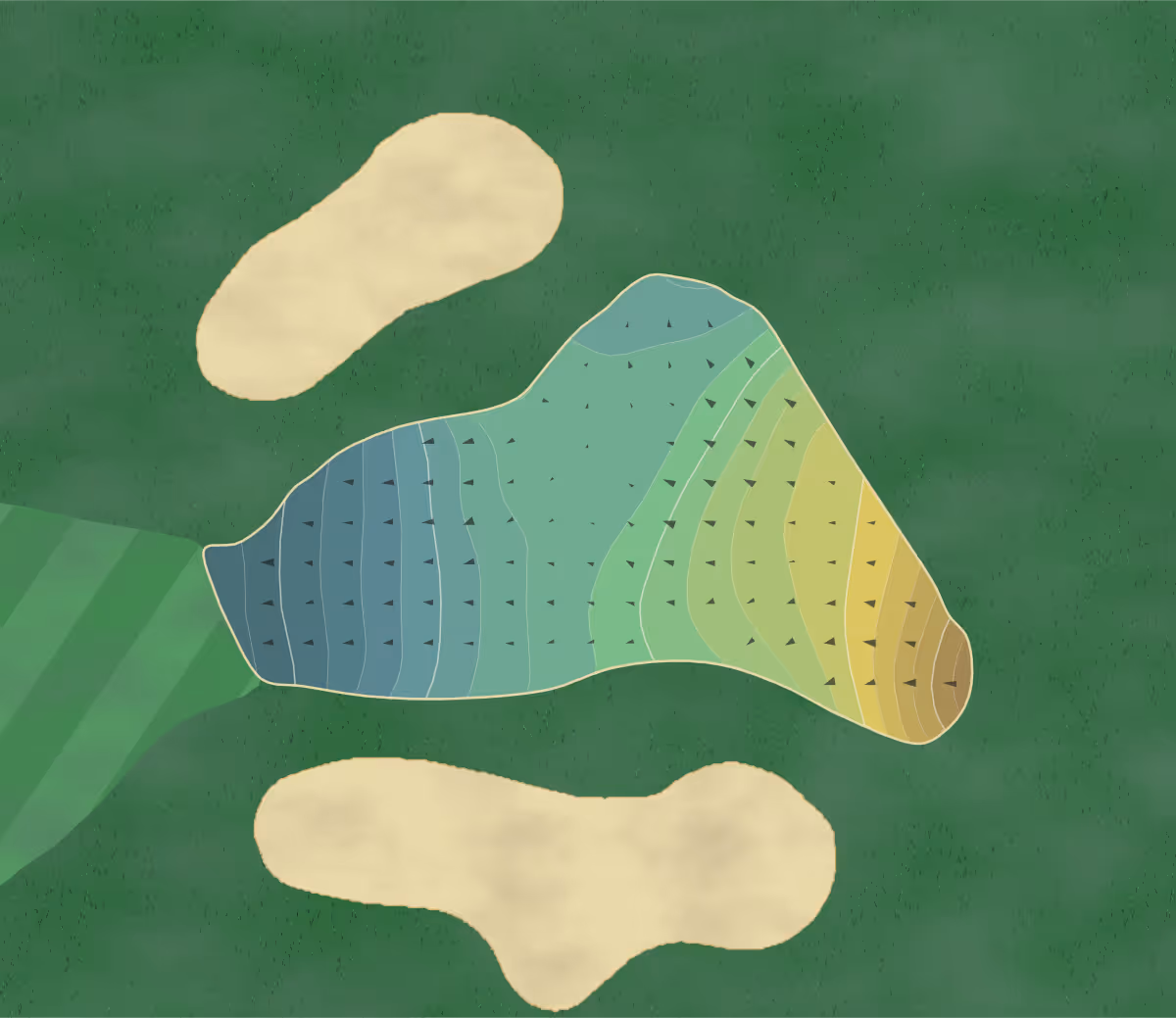 Green contour map of Wander Springs in Greenleaf, Wisconsin — 155 elevation contours at a 3-inch interval with fall-line arrows, traced from 1-meter lidar