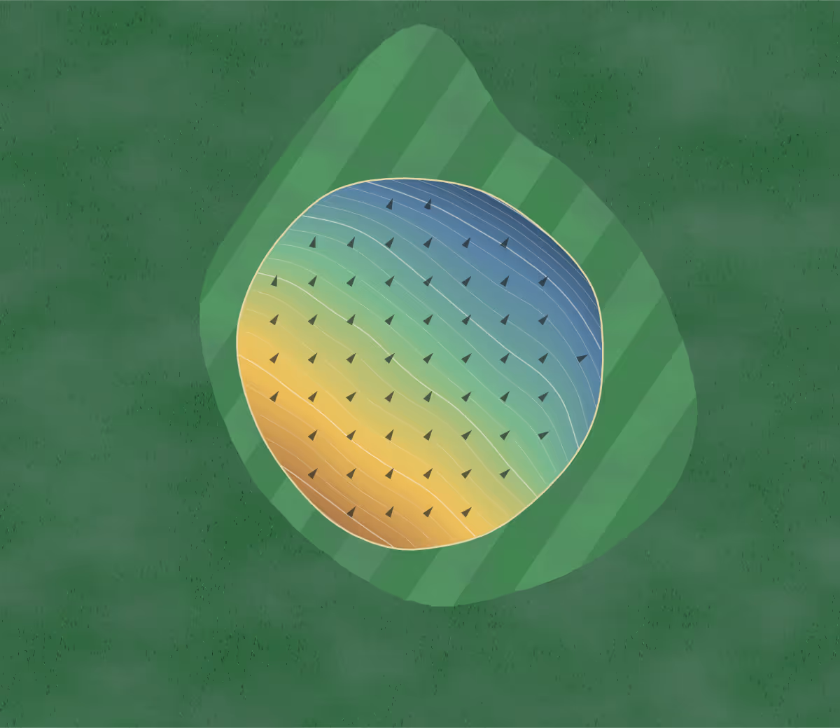 Green contour map of Wandering Creek in Marshalltown, Iowa: 95 elevation contours at a 3-inch interval with fall-line arrows, traced from 1-meter lidar