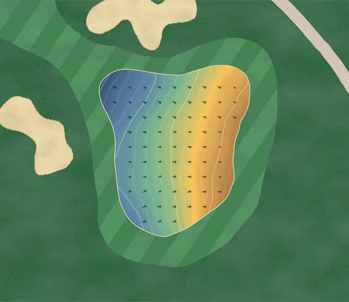Green contour map of Warrior's Path State in Tennessee, United States — 190 elevation contours at a 3-inch interval with fall-line arrows, traced from 1-meter lidar