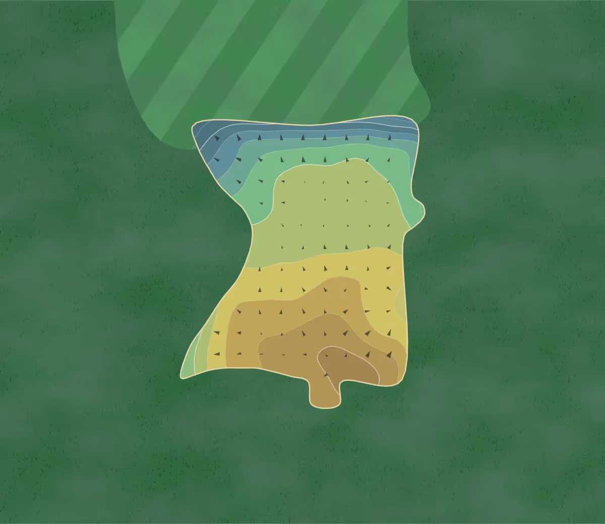Green contour map of Warroad Estates in Warroad, Minnesota — 146 elevation contours at a 3-inch interval with fall-line arrows, traced from 1-meter lidar