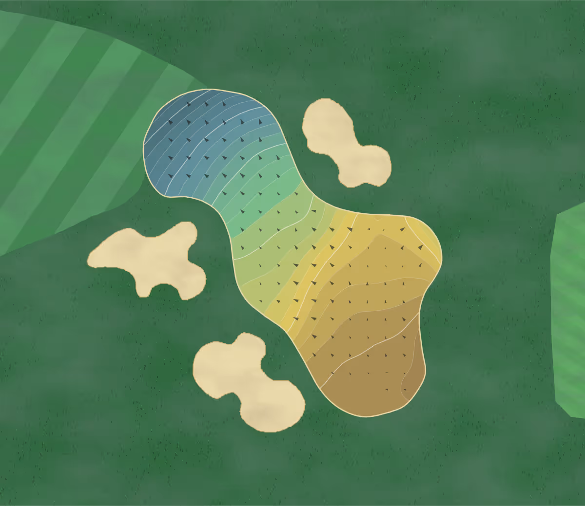 Green contour map of Warwick Hills in Grand Blanc, Michigan — 255 elevation contours at a 3-inch interval with fall-line arrows, traced from 1-meter lidar