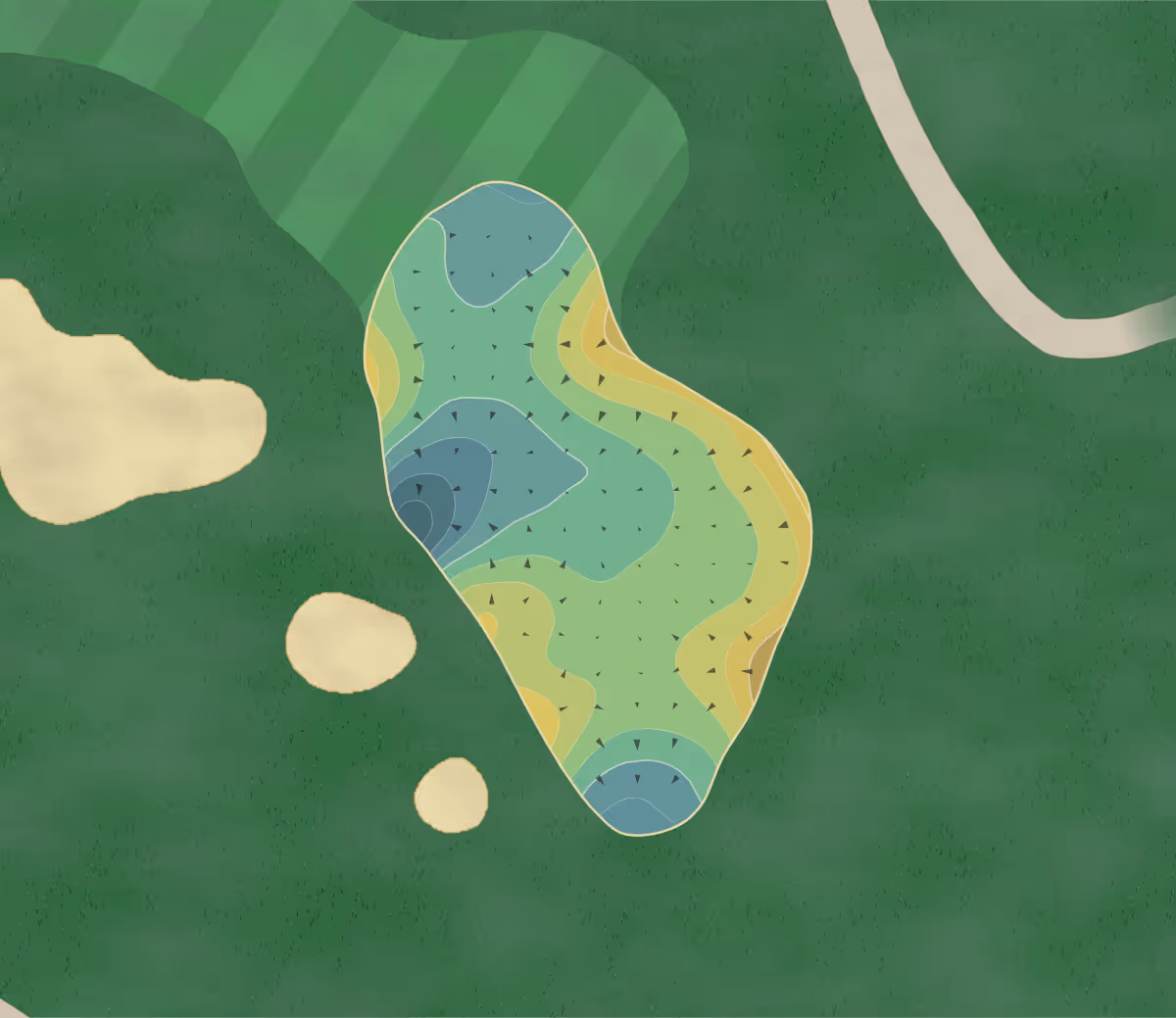Green contour map of Washington County in Hartford, Wisconsin — 220 elevation contours at a 3-inch interval with fall-line arrows, traced from 1-meter lidar