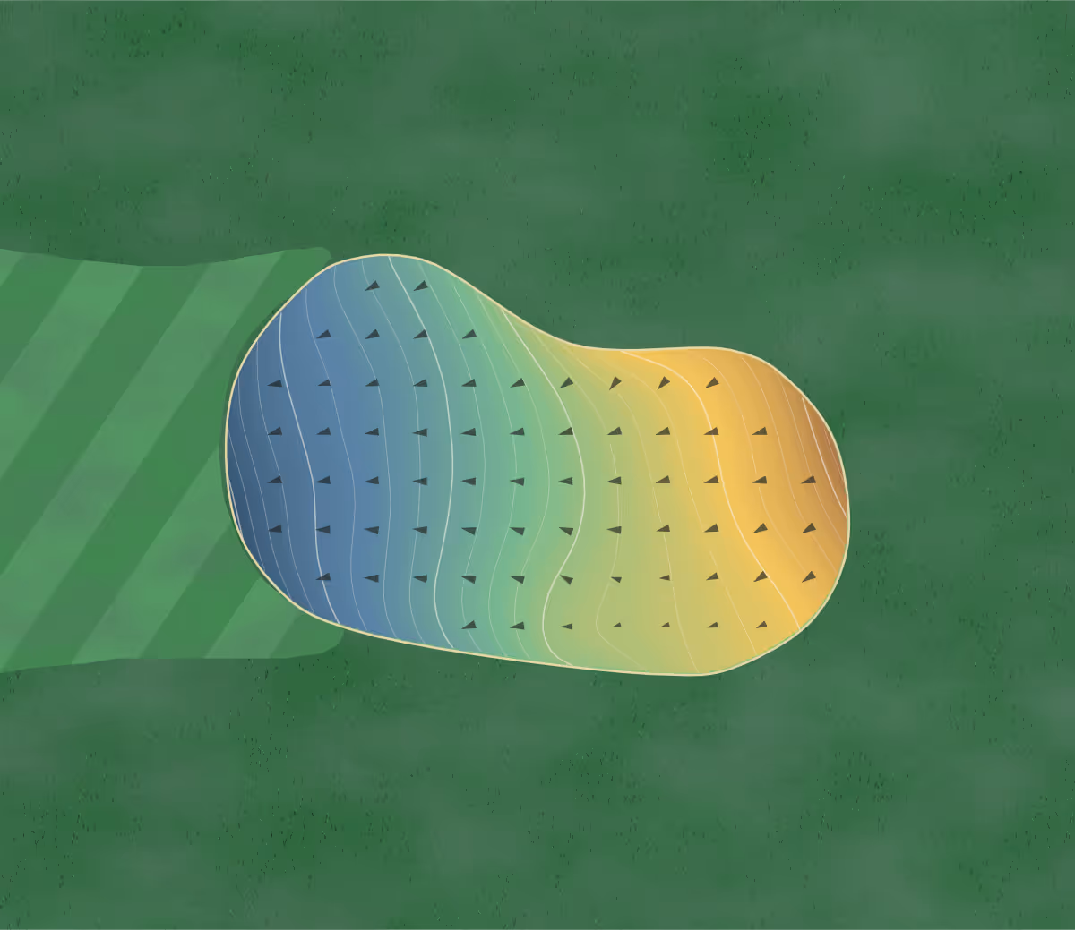 Green contour map of Washington CC in Washington, Iowa: 146 elevation contours at a 3-inch interval with fall-line arrows, traced from 1-meter lidar