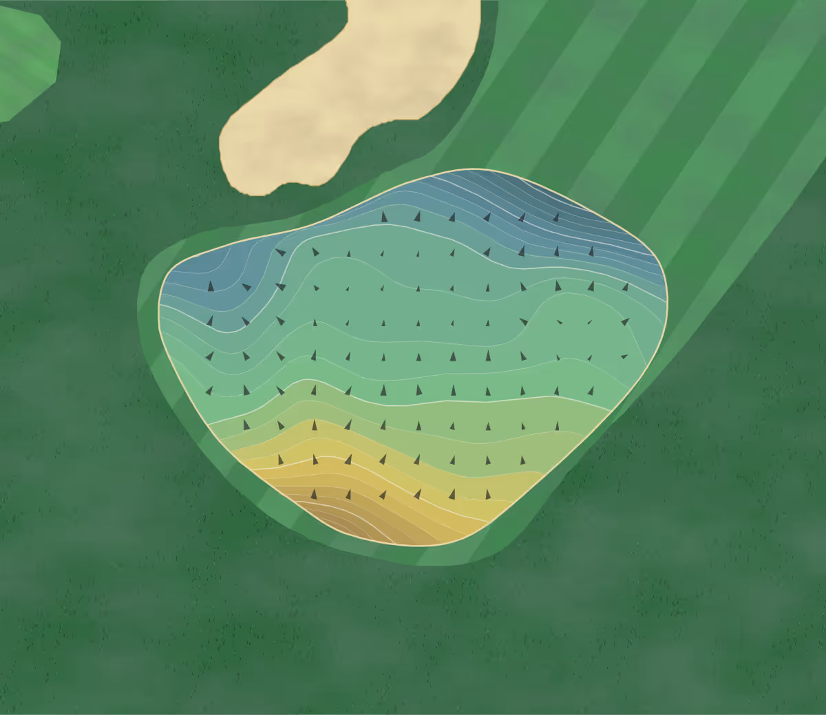 Green contour map of Washington in Arlington, Virginia — 243 elevation contours at a 3-inch interval with fall-line arrows, traced from 1-meter lidar