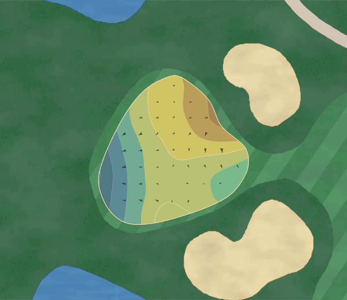 Green contour map of Washington Learning Center in Newburgh Heights, Ohio — 75 elevation contours at a 3-inch interval with fall-line arrows, traced from 1-meter lidar