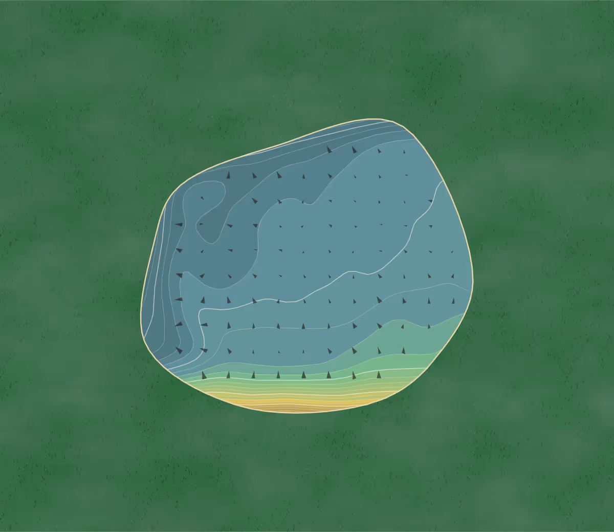 Green contour map of Washington Park in Racine, Wisconsin — 96 elevation contours at a 3-inch interval with fall-line arrows, traced from 1-meter lidar