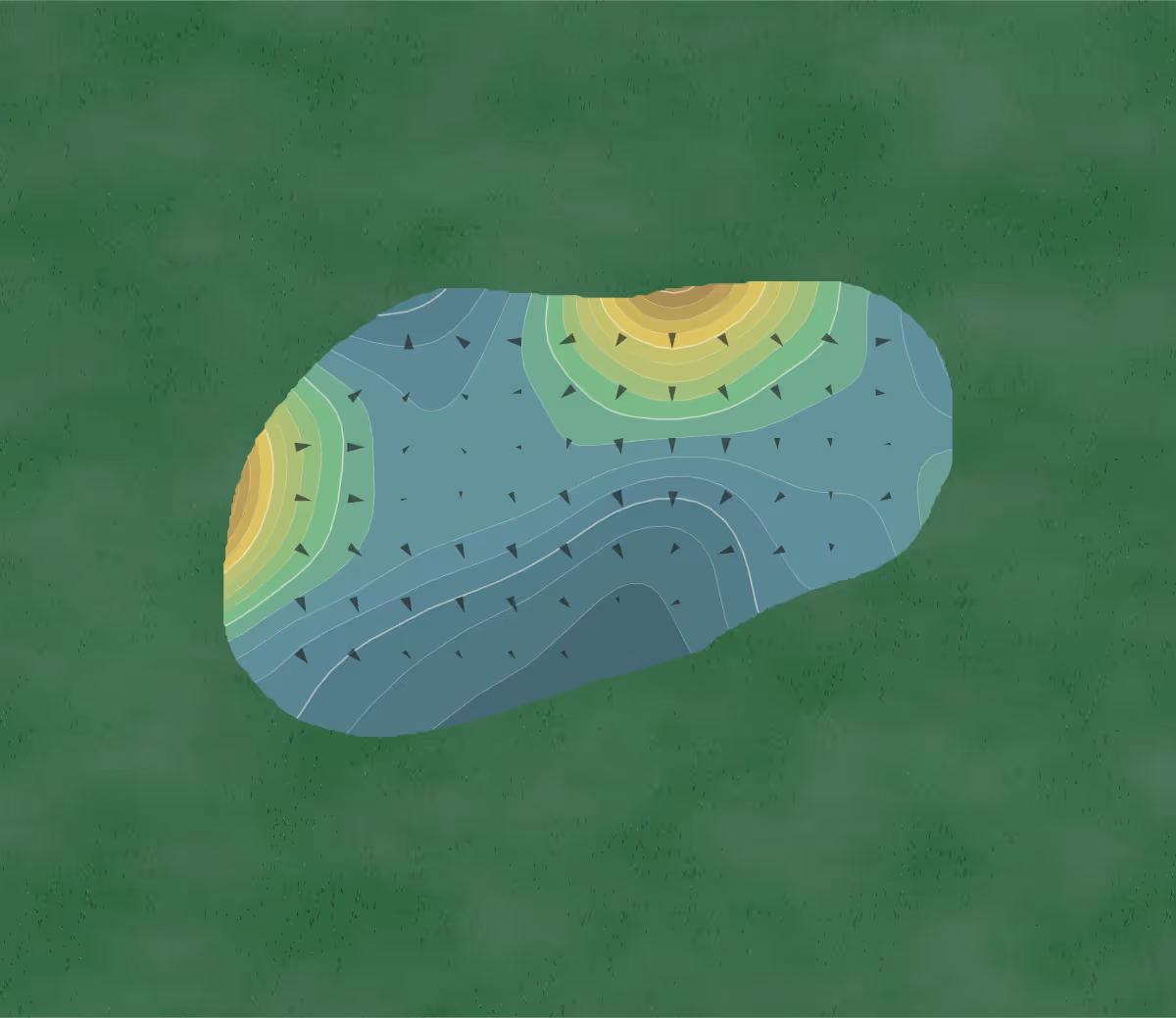 Green contour map of Waterview in Rowlett, Texas — 198 elevation contours at a 3-inch interval with fall-line arrows, traced from 1-meter lidar