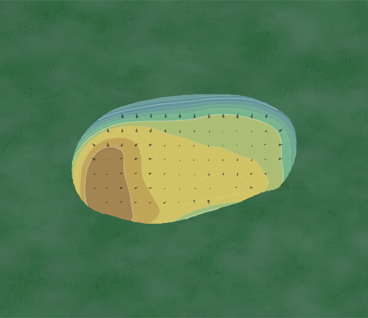 Green contour map of Waupaca in Waupaca, Wisconsin — 108 elevation contours at a 3-inch interval with fall-line arrows, traced from 1-meter lidar