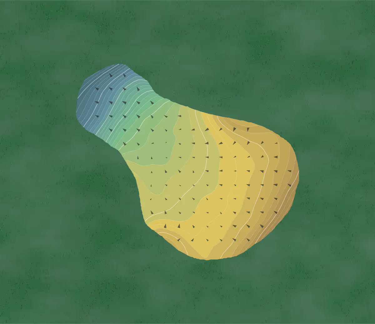Green contour map of Waynesborough in Paoli, Pennsylvania — 393 elevation contours at a 3-inch interval with fall-line arrows, traced from 1-meter lidar
