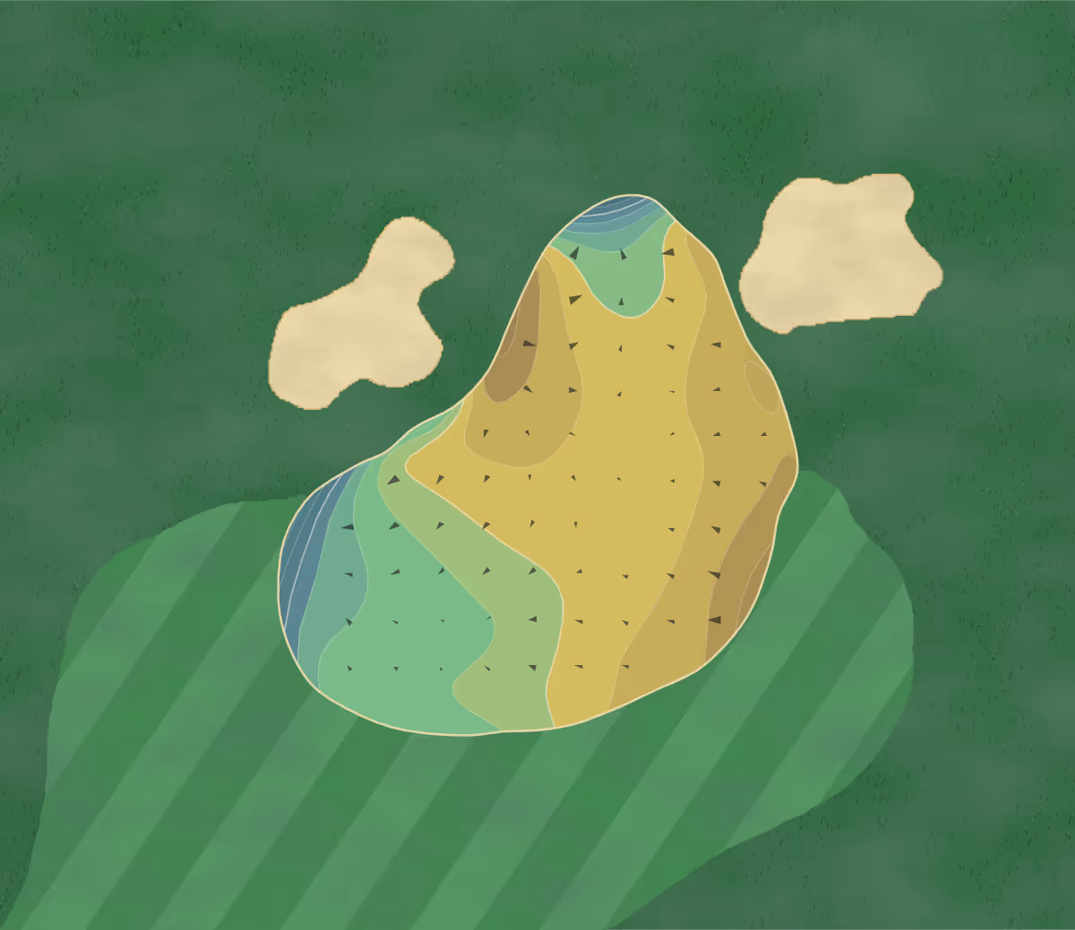 Green contour map of We-Ko-Pa in Fountain Hills, Arizona — 353 elevation contours at a 3-inch interval with fall-line arrows, traced from 1-meter lidar