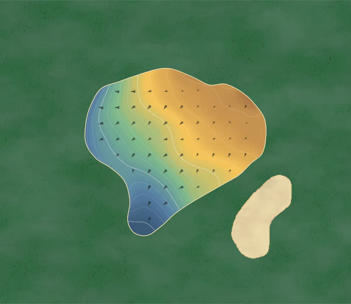 Green contour map of Wedgewood Golfer's in Olive Branch, Mississippi — 153 elevation contours at a 3-inch interval with fall-line arrows, traced from 1-meter lidar