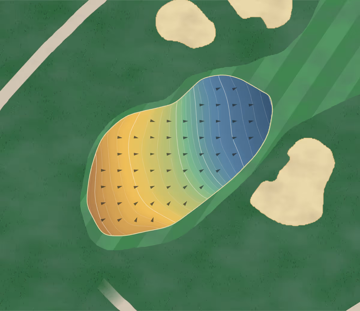Green contour map of Wee Burn in Darien, Connecticut — 234 elevation contours at a 3-inch interval with fall-line arrows, traced from 1-meter lidar