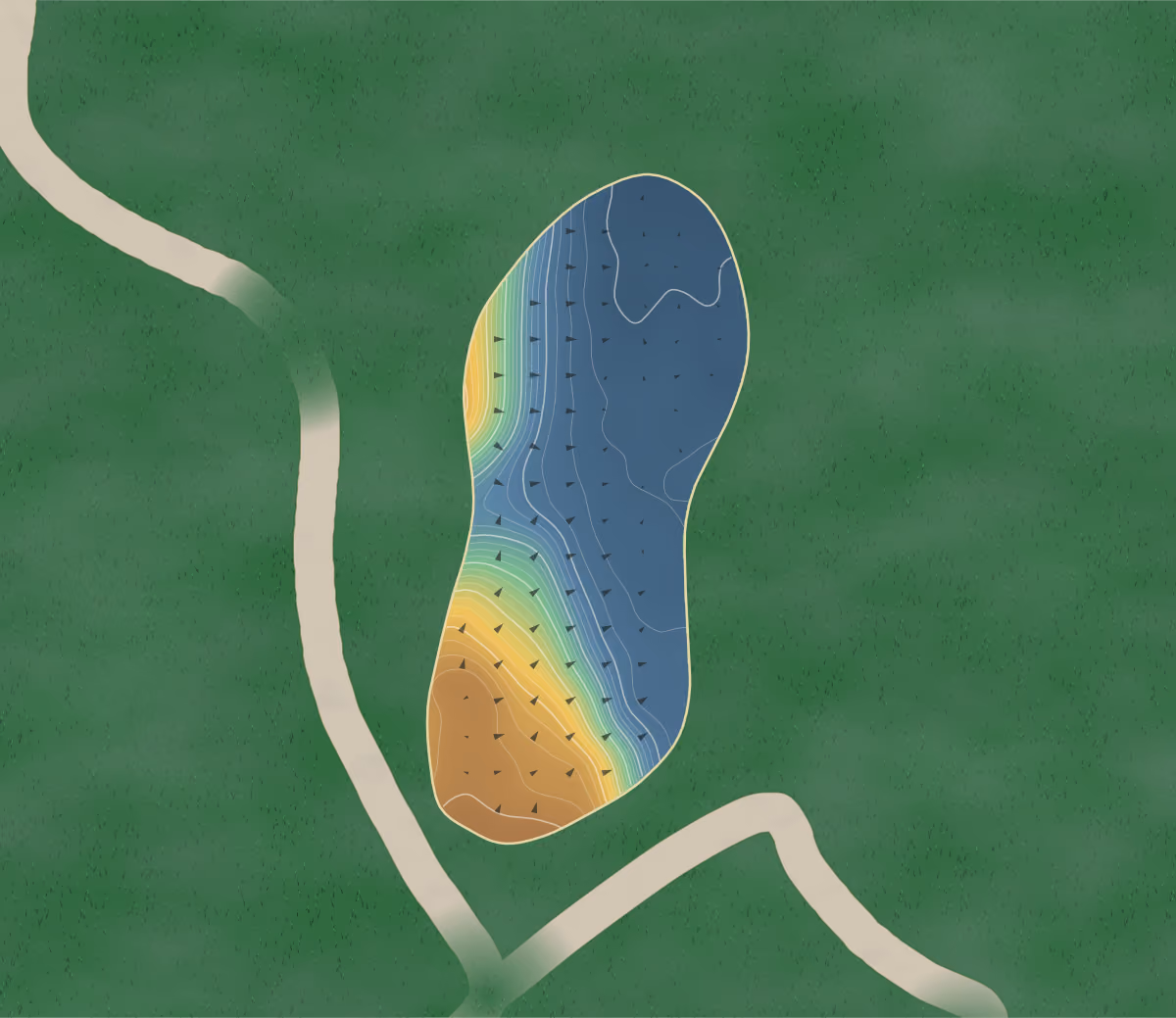 Green contour map of Weequahic in Newark, New Jersey: 169 elevation contours at a 3-inch interval with fall-line arrows, traced from 1-meter lidar
