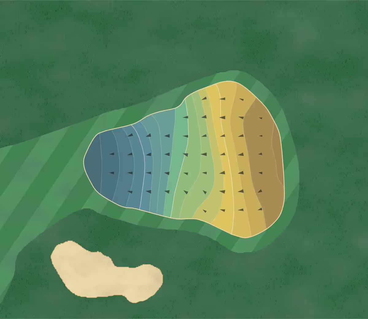 Green contour map of Weissinger Hills in Shelbyville, Kentucky — 176 elevation contours at a 3-inch interval with fall-line arrows, traced from 1-meter lidar