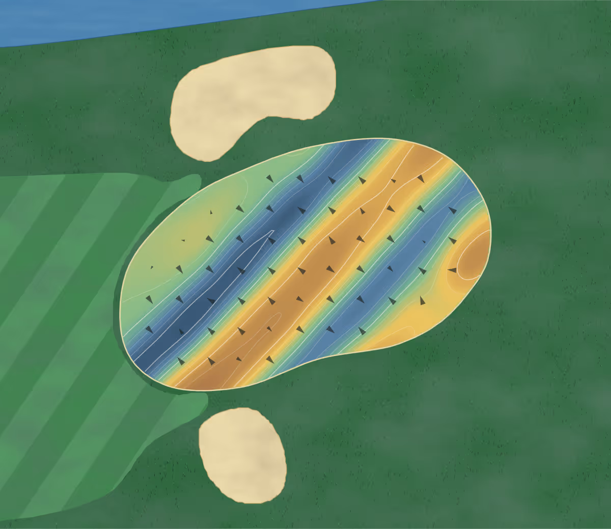 Green contour map of Wellen Park in Venice, Florida: 116 elevation contours at a 3-inch interval with fall-line arrows, traced from 1-meter lidar