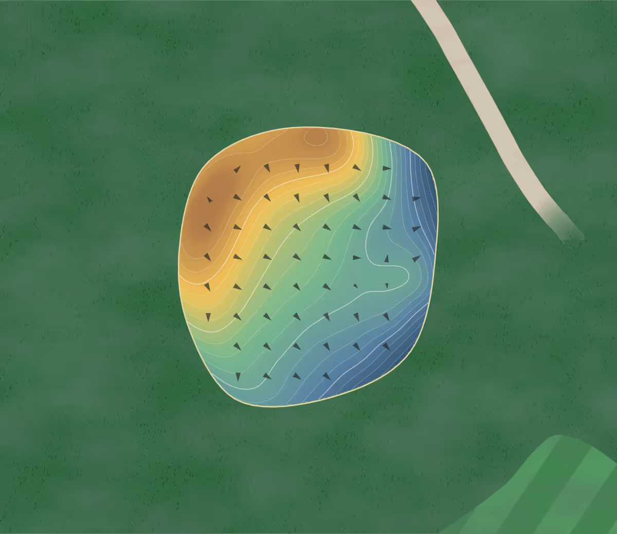 Green contour map of Wendell in Wendell, North Carolina — 252 elevation contours at a 3-inch interval with fall-line arrows, traced from 1-meter lidar