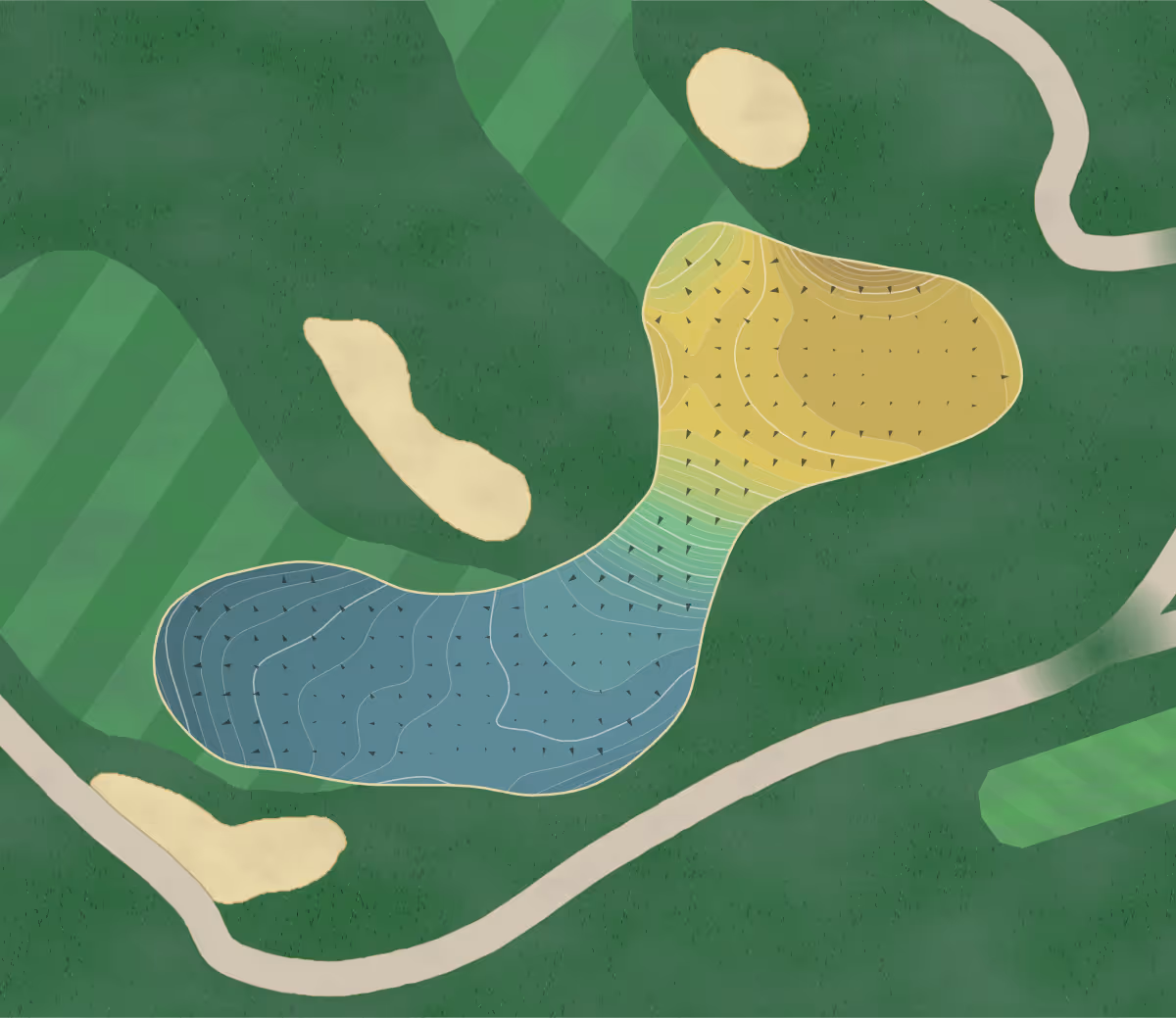 Green contour map of Wentworth By in Rye, New Hampshire — 173 elevation contours at a 3-inch interval with fall-line arrows, traced from 1-meter lidar