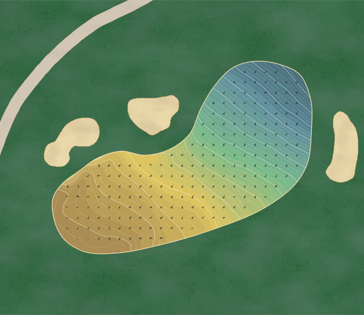 Green contour map of West Shore in Camp Hill, Pennsylvania — 360 elevation contours at a 3-inch interval with fall-line arrows, traced from 1-meter lidar