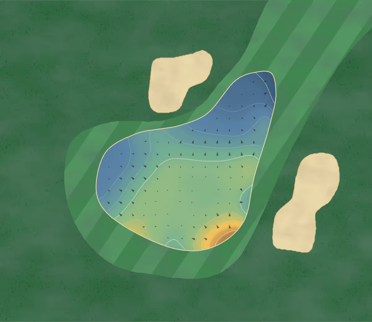 Green contour map of Westmanstown in Dublin 15, Ireland — 148 elevation contours at a 8-centimeter interval with fall-line arrows, traced from 1-meter lidar