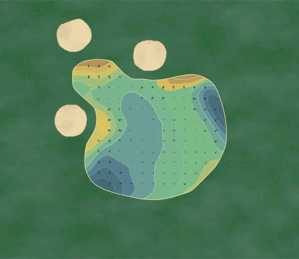 Green contour map of Weston Super in Weston-super-Mare, England — 172 elevation contours at a 8-centimeter interval with fall-line arrows, traced from 1-meter lidar