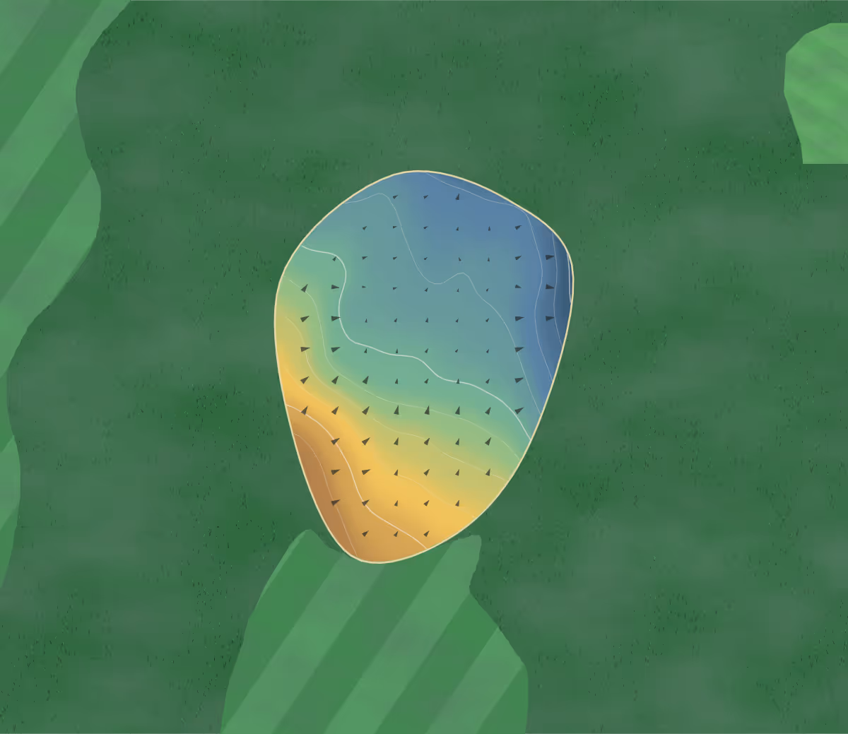 Green contour map of Westonbirt in Tetbury, United Kingdom — 49 elevation contours at a 8-centimeter interval with fall-line arrows, traced from 1-meter lidar