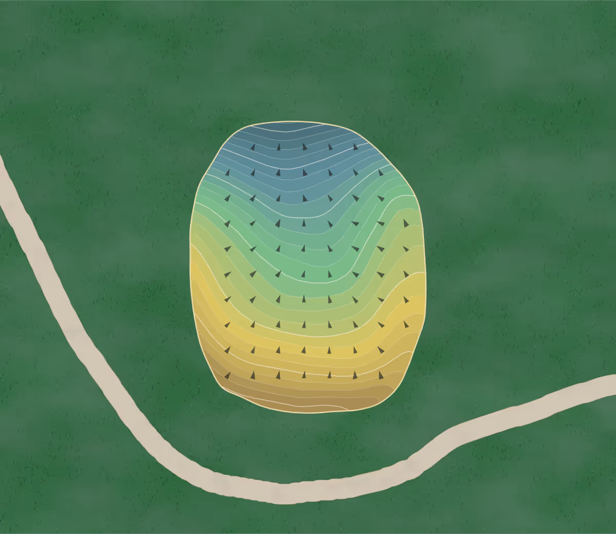 Green contour map of Westvale in Camillus, New York — 273 elevation contours at a 3-inch interval with fall-line arrows, traced from 1-meter lidar