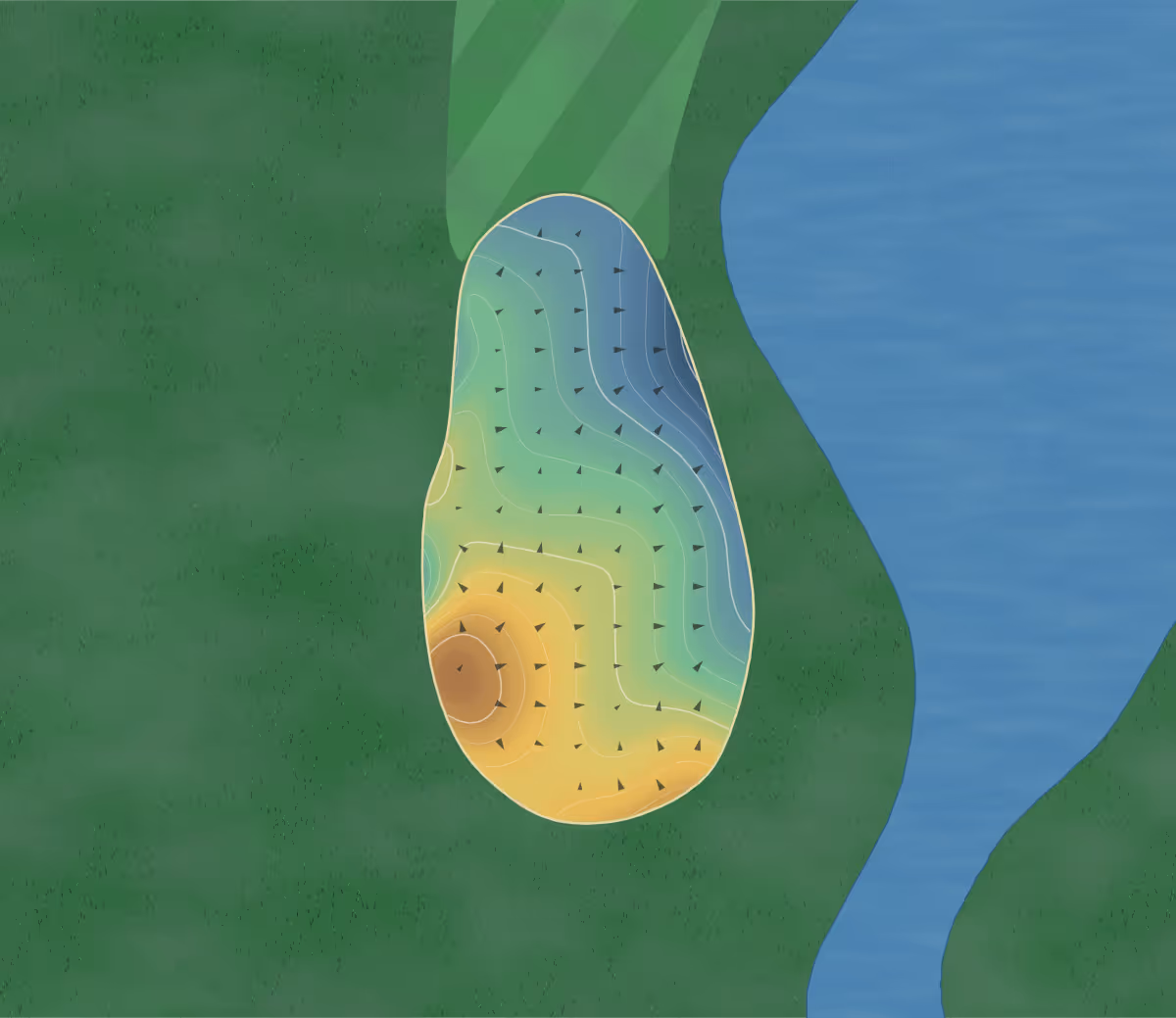 Green contour map of Westwind in Muskegon, Michigan: 136 elevation contours at a 3-inch interval with fall-line arrows, traced from 1-meter lidar