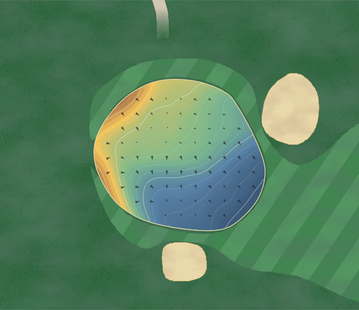 Green contour map of Wheathill in Somerton, England: 109 elevation contours at a 8-centimeter interval with fall-line arrows, traced from 1-meter lidar
